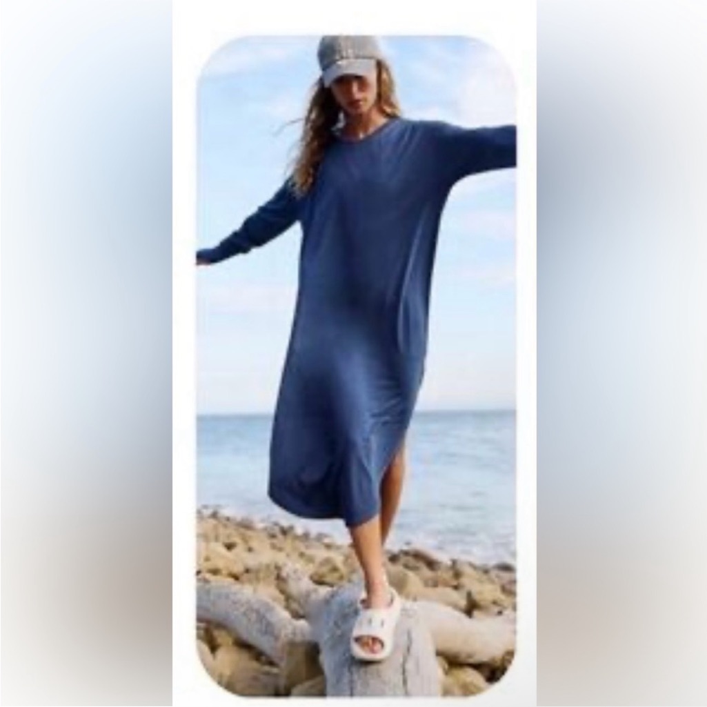 Free People Blue Long Sleeve Dress Nwt